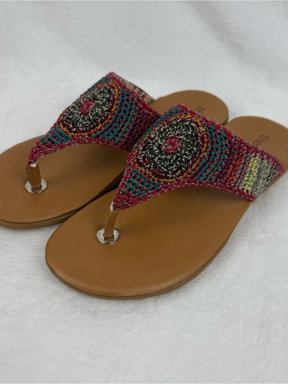 The Sak Shana Thong Sandals Womens 7 Crochet Boho Gypsy Stripe Beachwear - Picture 2 of 15